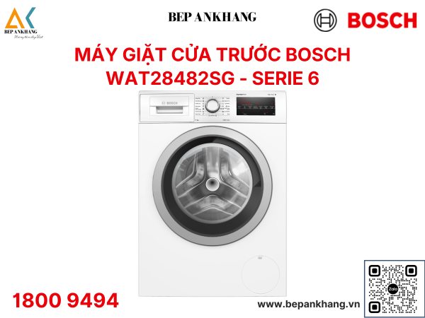 Máy giặt Bosch 9 kg WAT28482SG -  series 6 - Sản xuất: Thổ Nhĩ Kỳ